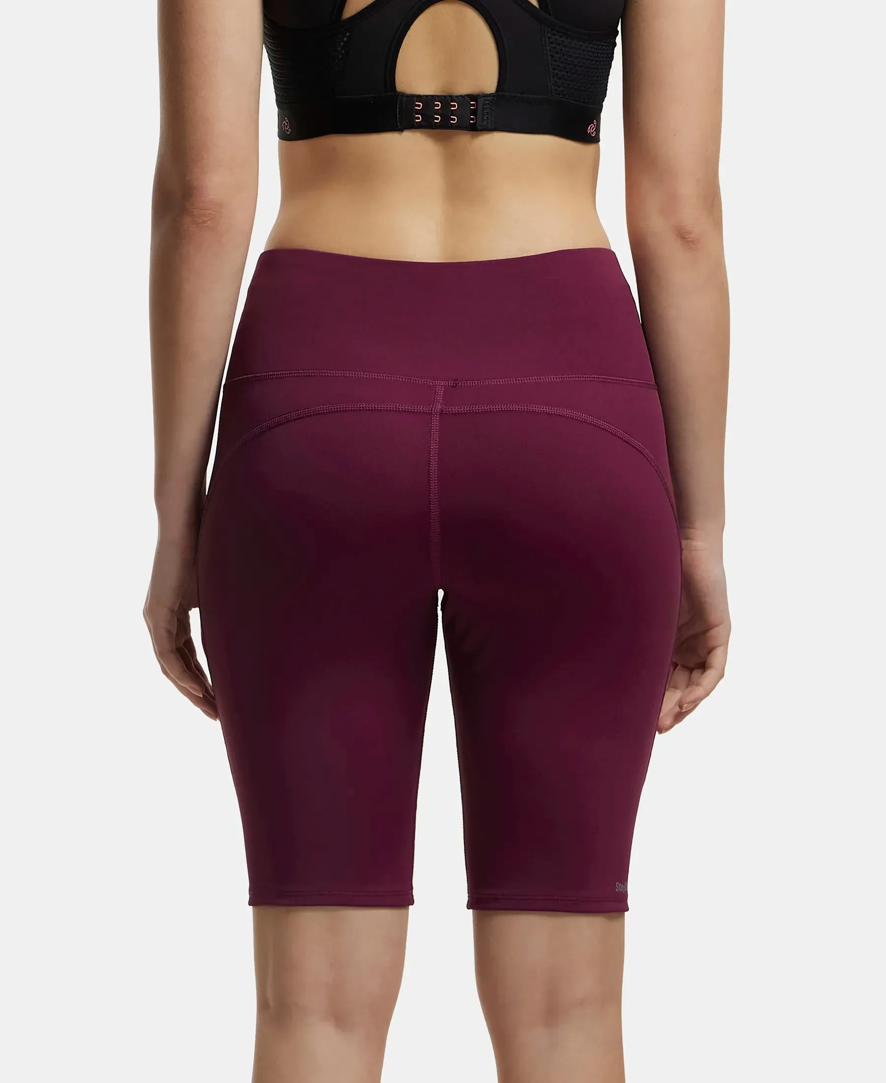 Microfiber Elastane Stretch Slim Fit Shorts with Side Pockets - Grape Wine