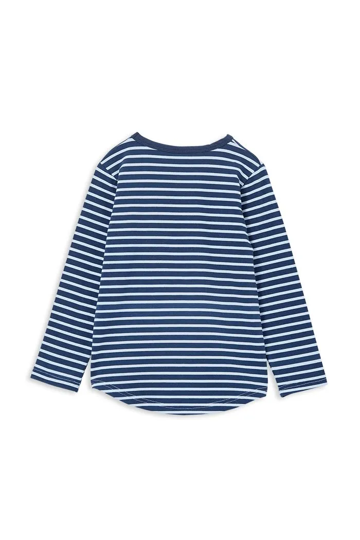 Milky | Indigo Navy Stripe Pocket Long Sleeve Tee | Size 2-7