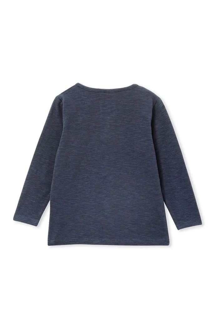 Milky | Oil Blue Henley Long Sleeve Tee | Size 2-7
