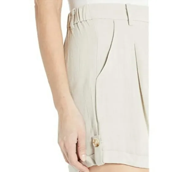MINKPINK Linen &amp; Cotton High-Rise Biege City Shorts