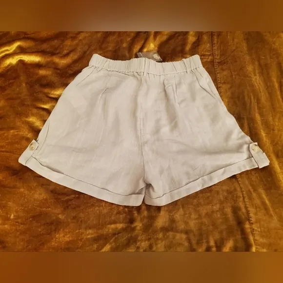 MINKPINK Linen &amp; Cotton High-Rise Biege City Shorts