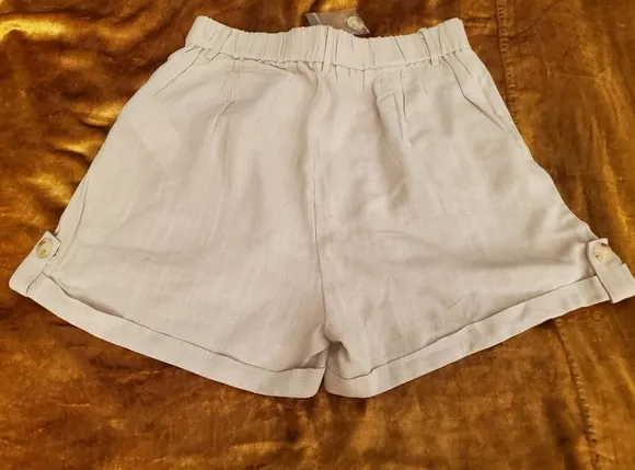 MINKPINK Linen &amp; Cotton High-Rise Biege City Shorts
