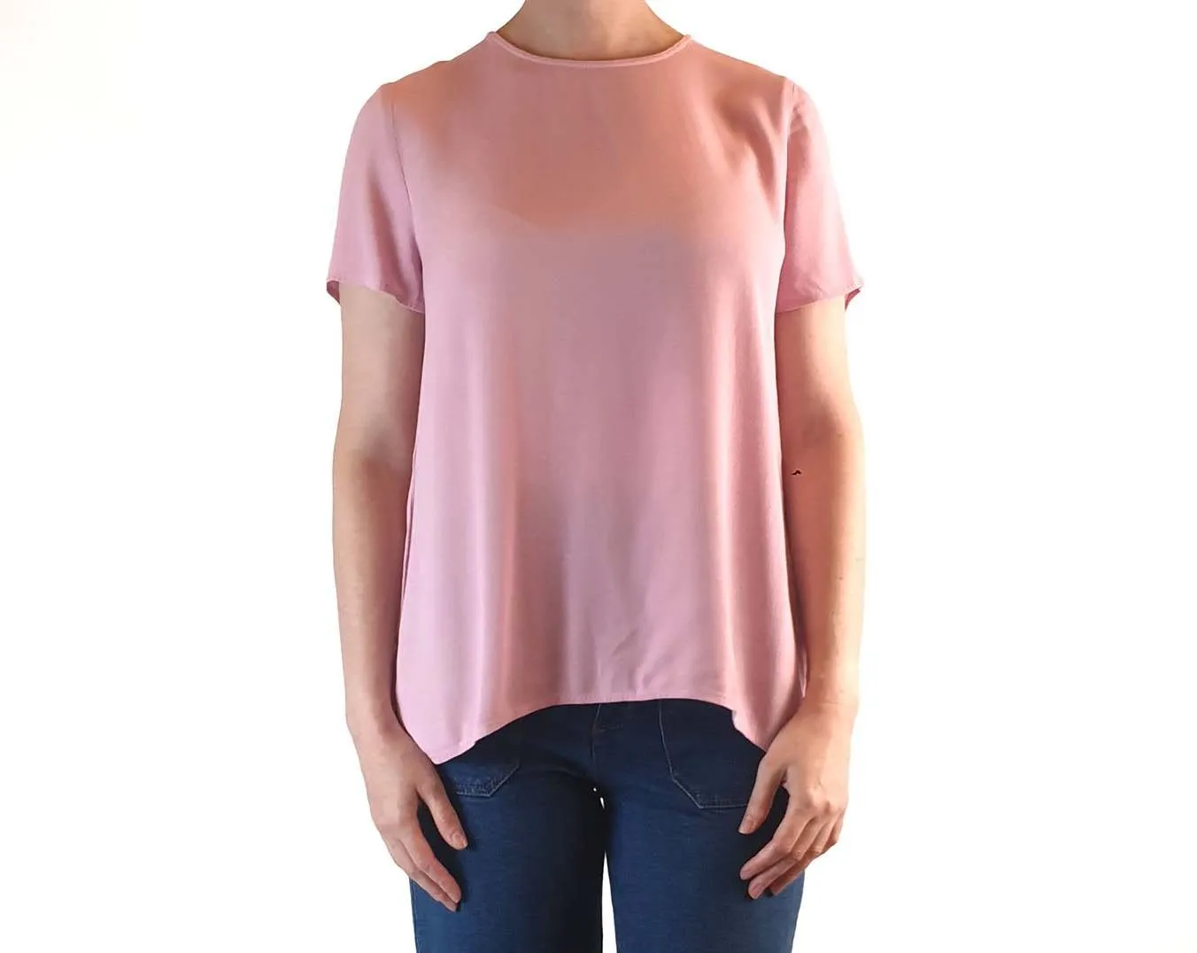Mister Zimi preowned pink tee shirt top with cute back peek-a-boo size 6