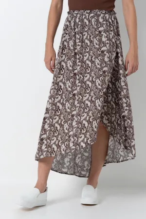 Mock Wrap Frill Skirt _ 157826 _ Brown