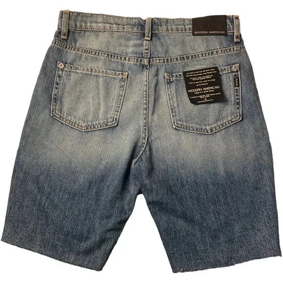 MODERN AMERICAN La Brea Long Shots Denim Bermuda Raw Hem Size 27