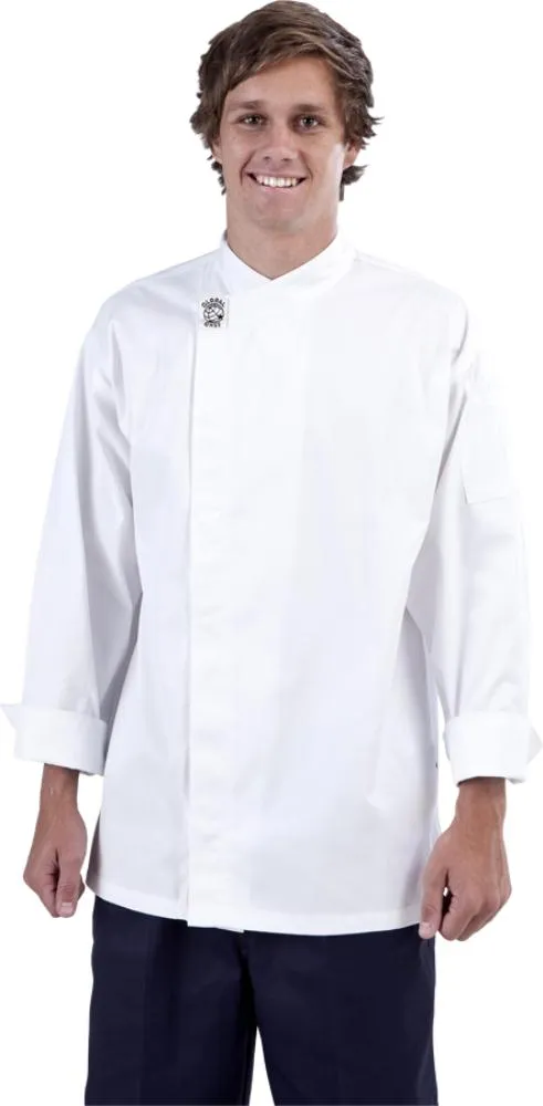 Modern White Long Sleeve Chef Jacket