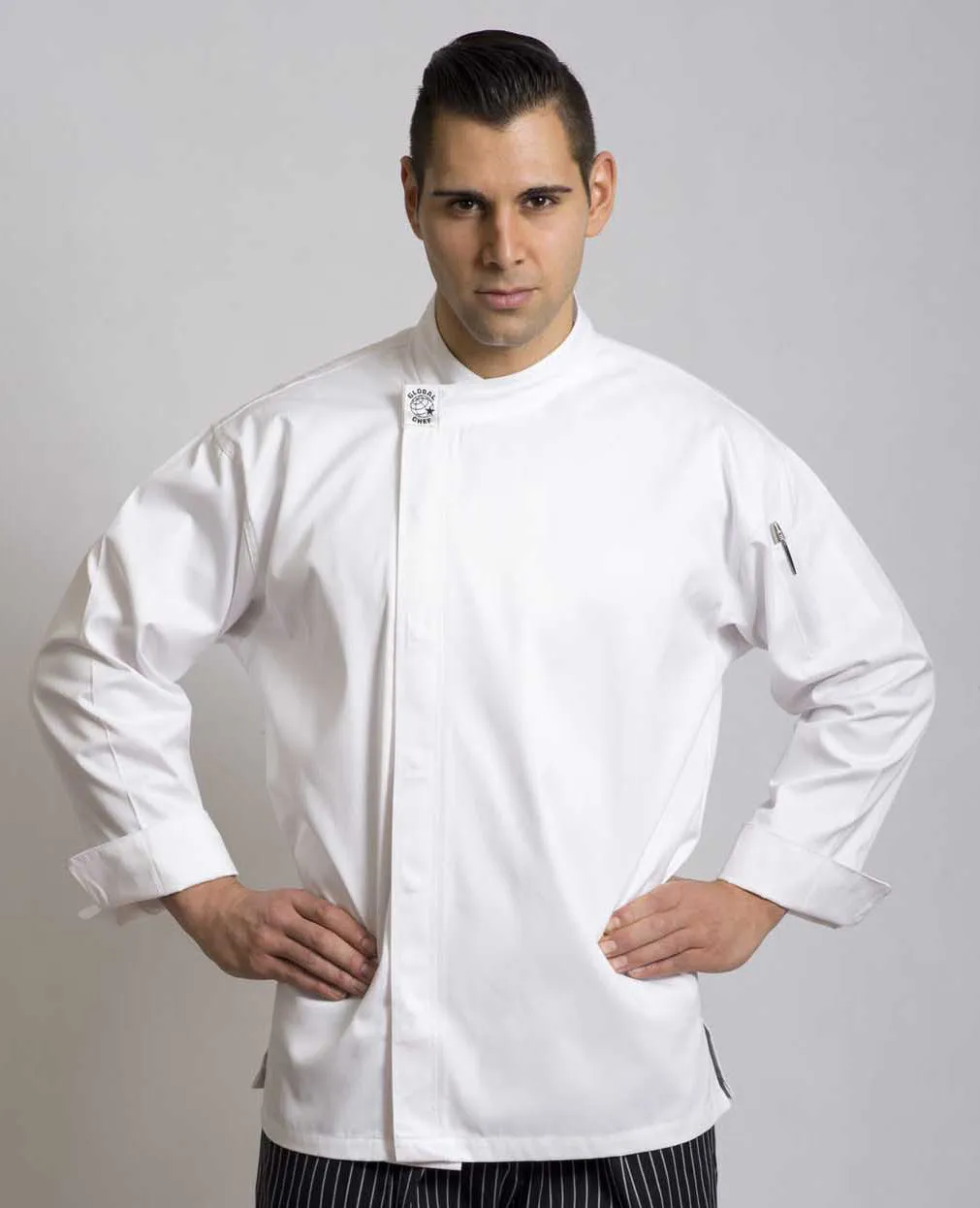 Modern White Long Sleeve Chef Jacket