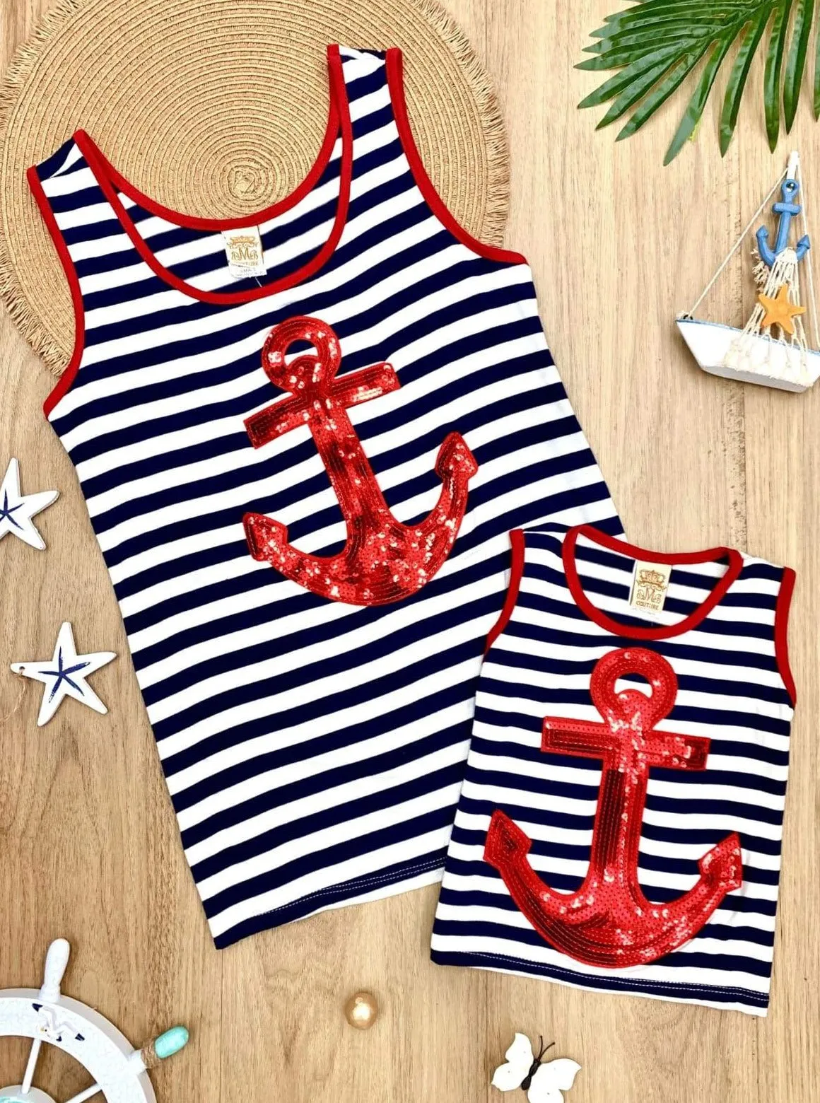 Mommy and Me Anchors Away Sequin Top
