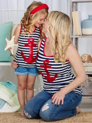 Mommy and Me Anchors Away Sequin Top