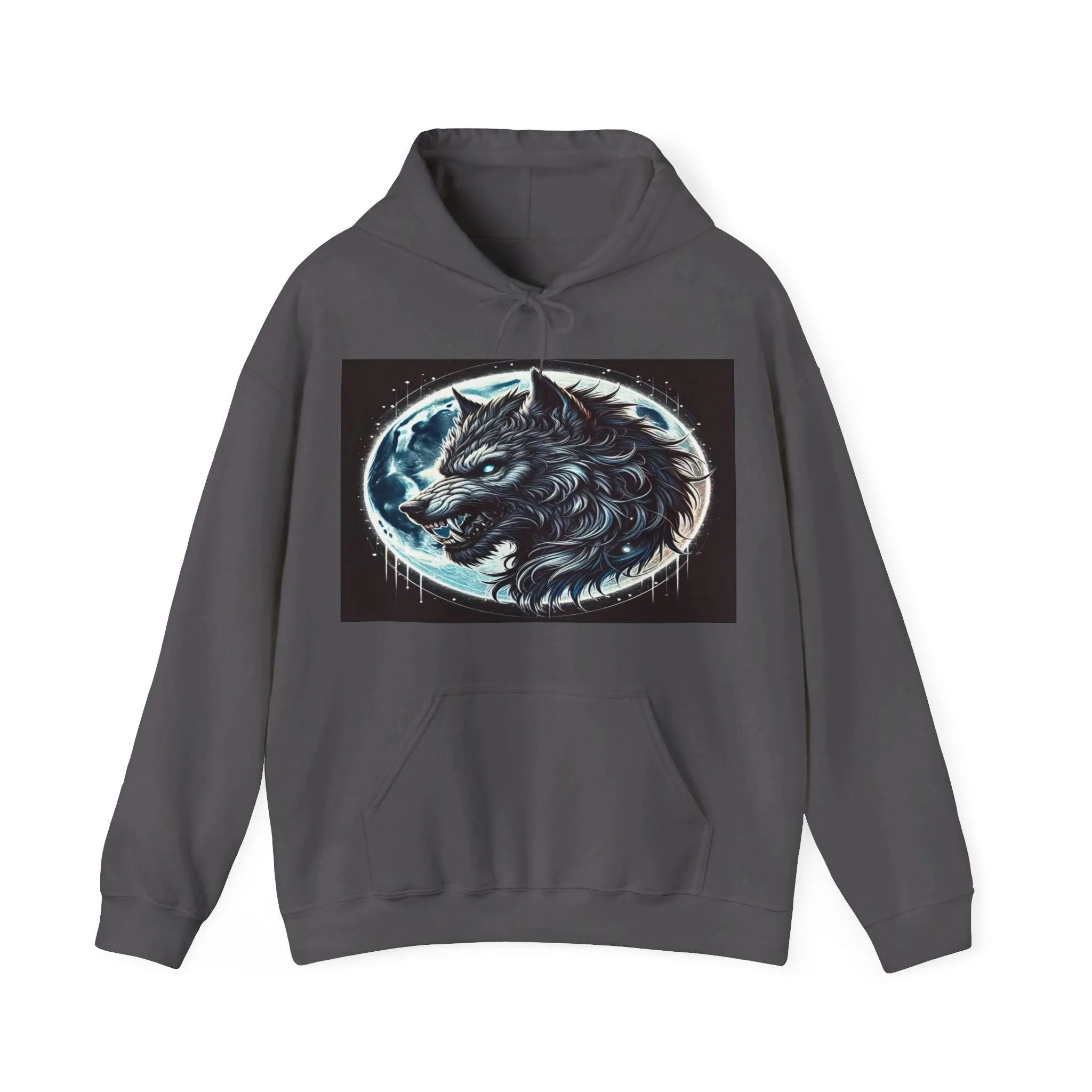 Moonfall Series Fierce Wolf Howling Moon Hoodie Stylish Unique Graphic Hooded Sweatshirt Wolf Adventure Seekers