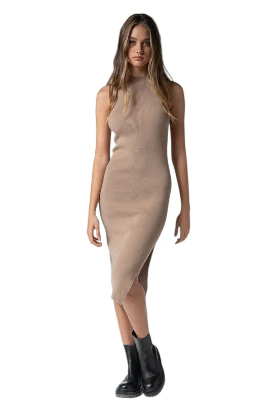 Much To Do Taupe Knit Dress