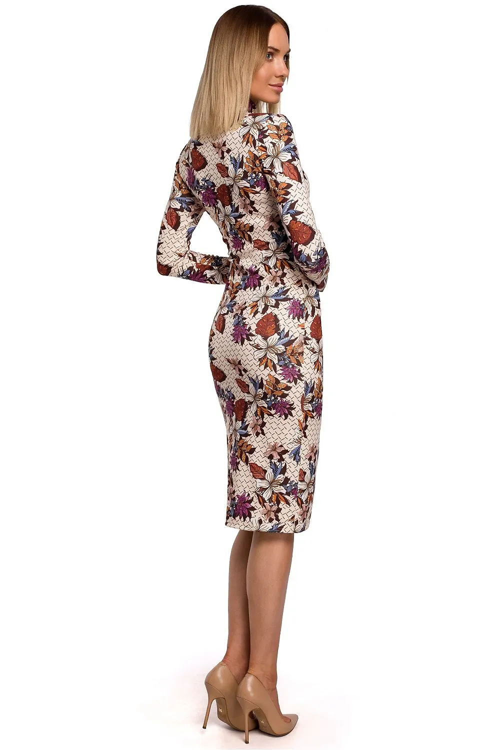 Multicoloured Print Fitted Dress