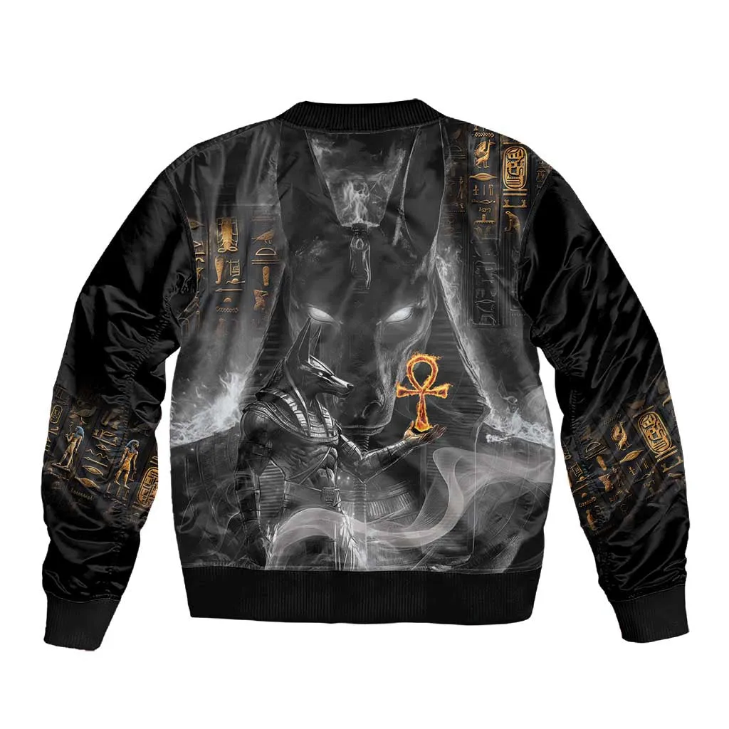 Mythical Anubis Sleeve Zip Bomber Jacket The Egyptian God of Death LT9