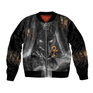 Mythical Anubis Sleeve Zip Bomber Jacket The Egyptian God of Death LT9