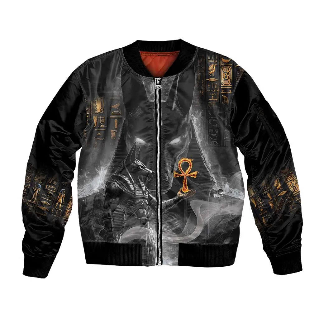 Mythical Anubis Sleeve Zip Bomber Jacket The Egyptian God of Death LT9
