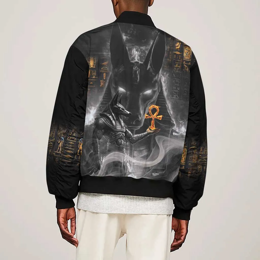 Mythical Anubis Sleeve Zip Bomber Jacket The Egyptian God of Death LT9