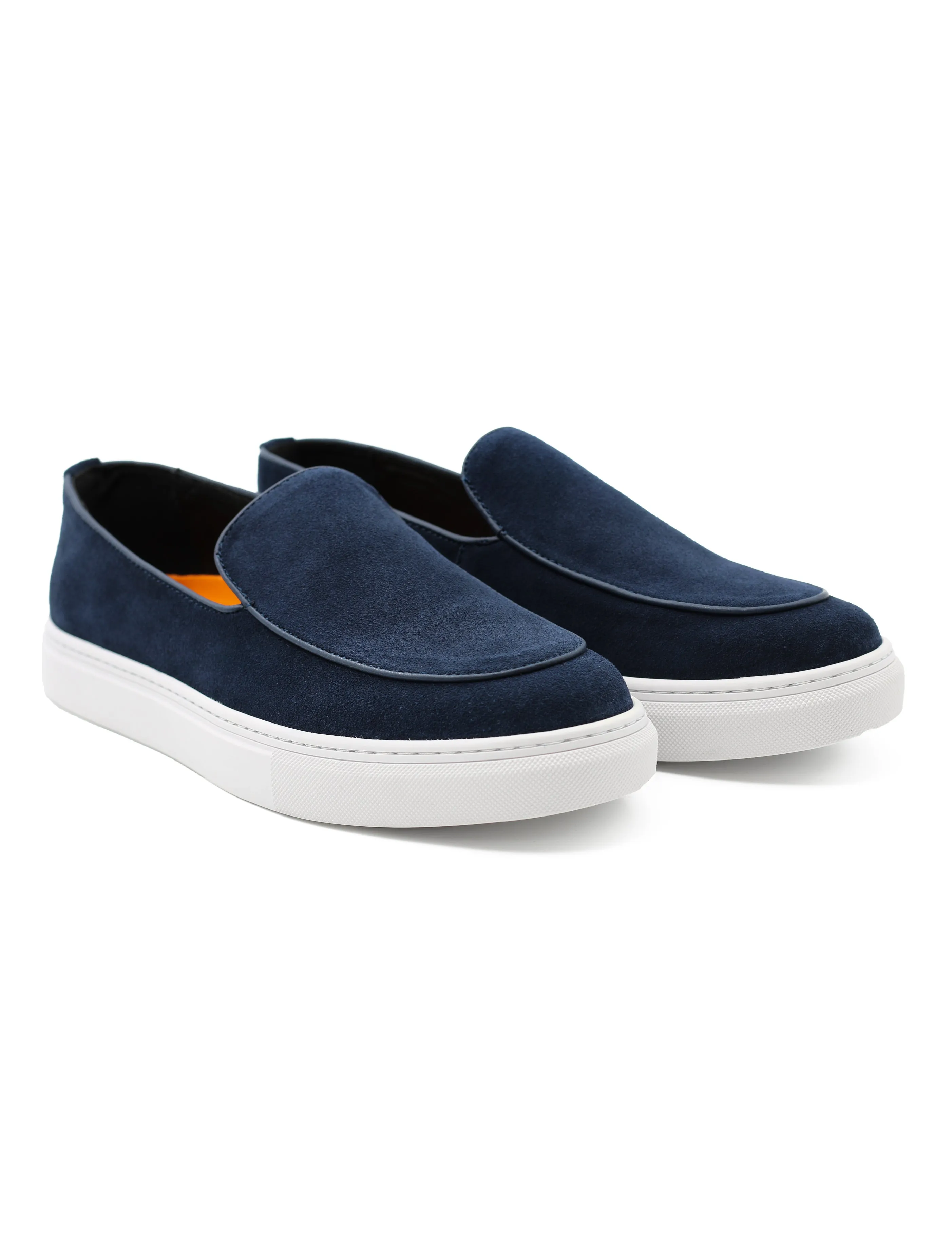 Navy Suede Leather Loafers