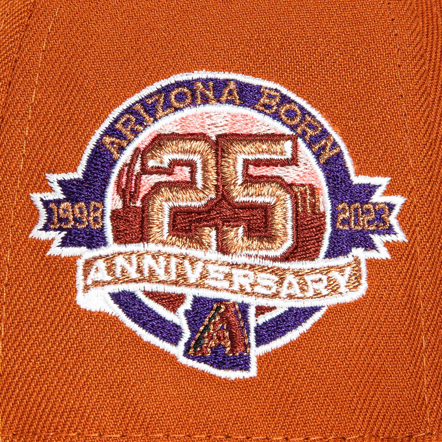 New Era 59Fifty Arizona Diamondbacks 25th Anniversary Patch Script Hat - Burnt Orange, Red