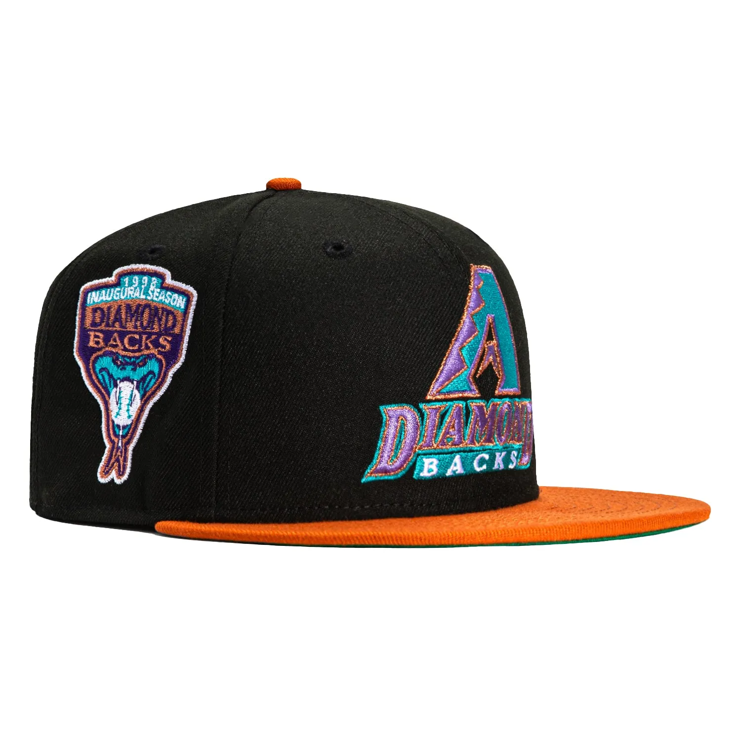 New Era 59Fifty Arizona Diamondbacks Inaugural Patch A Hat - Black, Burnt Orange, Teal, Purple