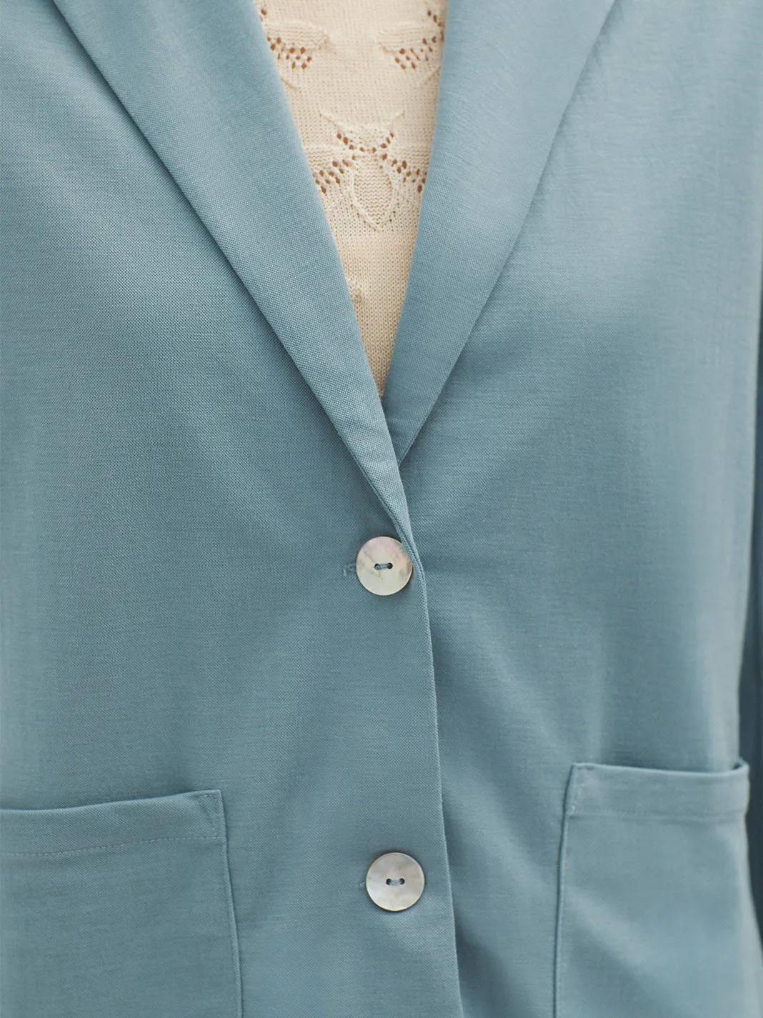 Nice Things Basic Linen Jacket - Light Blue