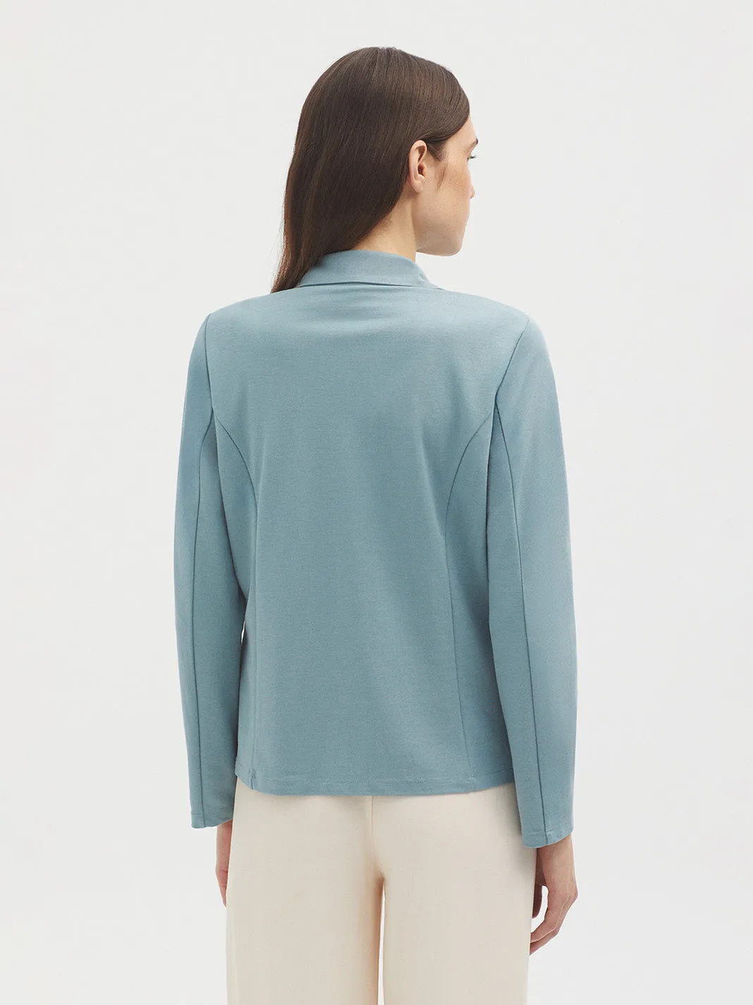 Nice Things Basic Linen Jacket - Light Blue