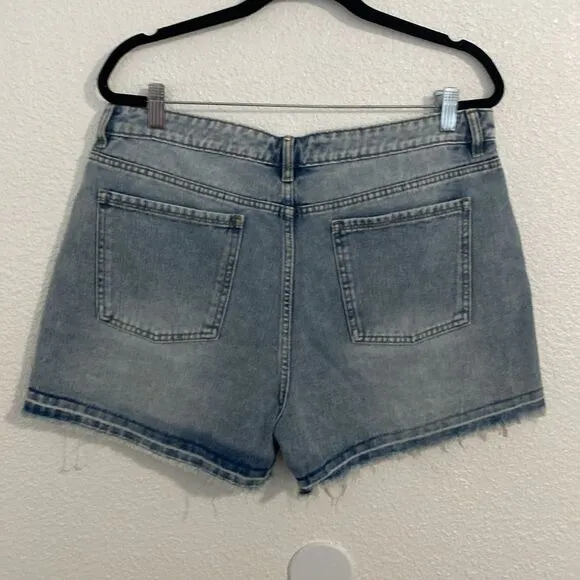 NWOT- Rebecca Minkoff- Crystal Embellished Denim Shorts- medium blue- Size 12