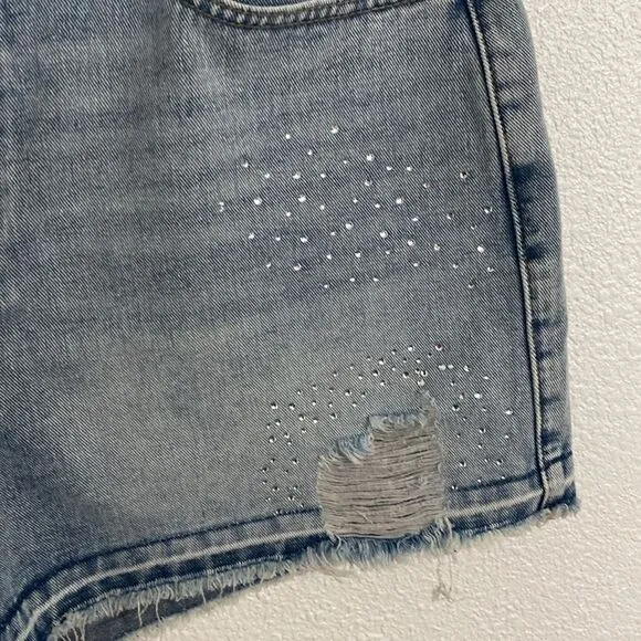 NWOT- Rebecca Minkoff- Crystal Embellished Denim Shorts- medium blue- Size 12