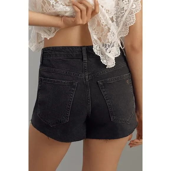 NWT Anthropologie Pilcro Lace-Up Denim Shorts $108 SIZE 32 Black