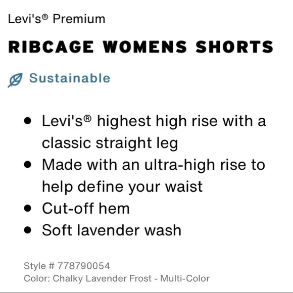 NWT Levi’s Lavender Ribcage Shorts 25