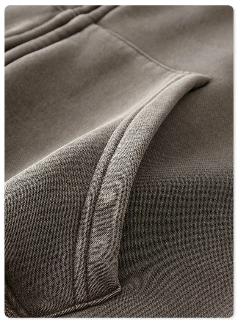 Obsidian Phoenix Luxury 355gsm Short Zipper Fleece Hoodie - Women's Retro Loose-Fit Thick Hooded Zip-Up Coat