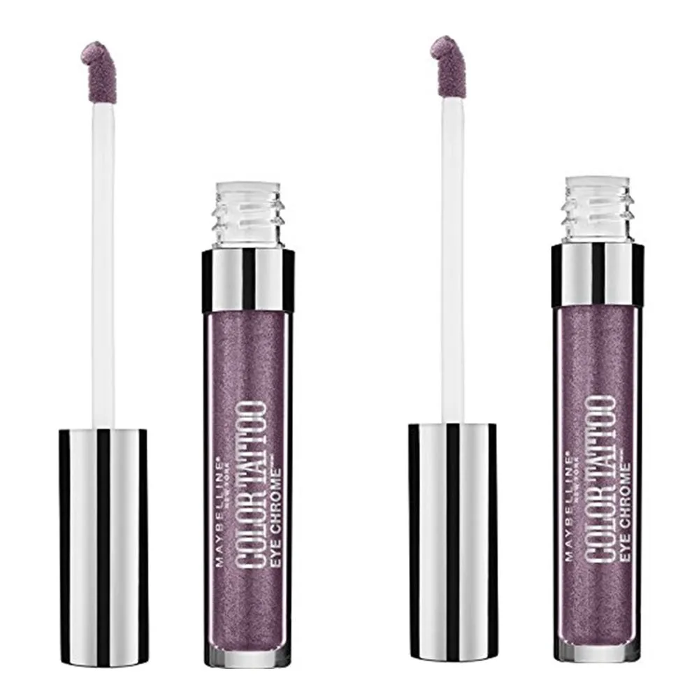 Pack of 2 Maybelline New York Color Tattoo Eye Chrome Eyeshadow, Sharp Purple 570