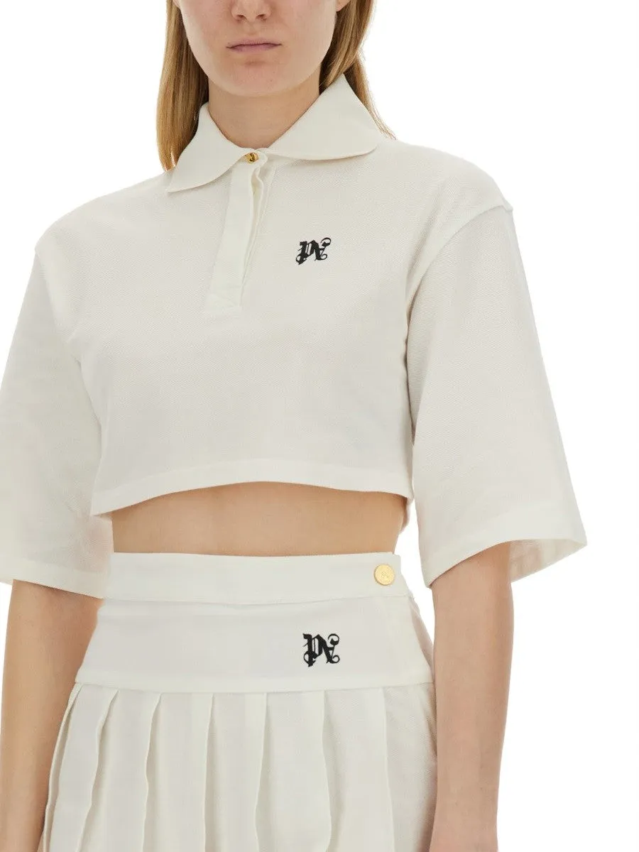 Palm Angels Women’s White Cropped Polo Shirt
