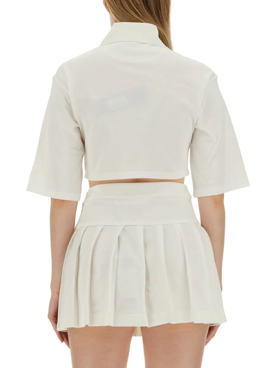 Palm Angels Women’s White Cropped Polo Shirt