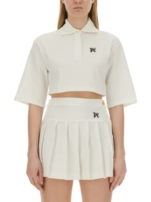 Palm Angels Women’s White Cropped Polo Shirt