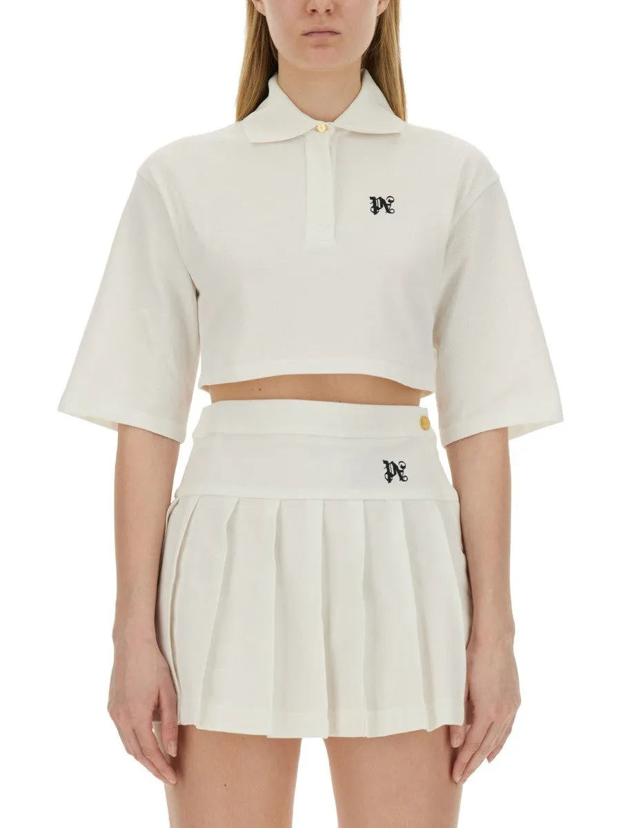 Palm Angels Women’s White Cropped Polo Shirt