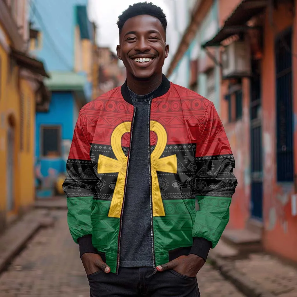 Pan African Ankh Bomber Jacket Egyptian Cross DT02