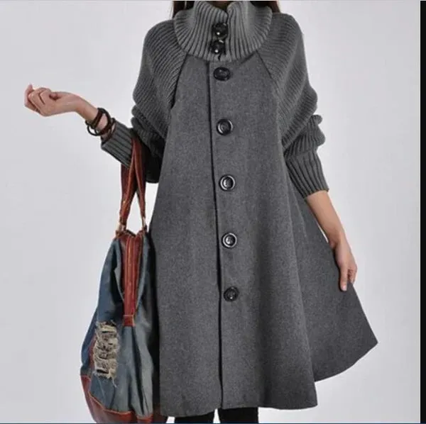 Patchwork coat by Louise: high neck, long sleeves