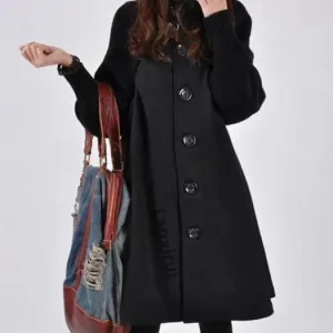 Patchwork coat by Louise: high neck, long sleeves