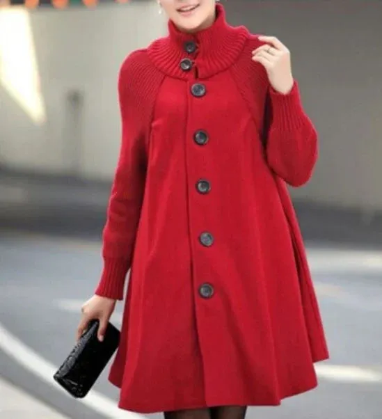 Patchwork coat by Louise: high neck, long sleeves
