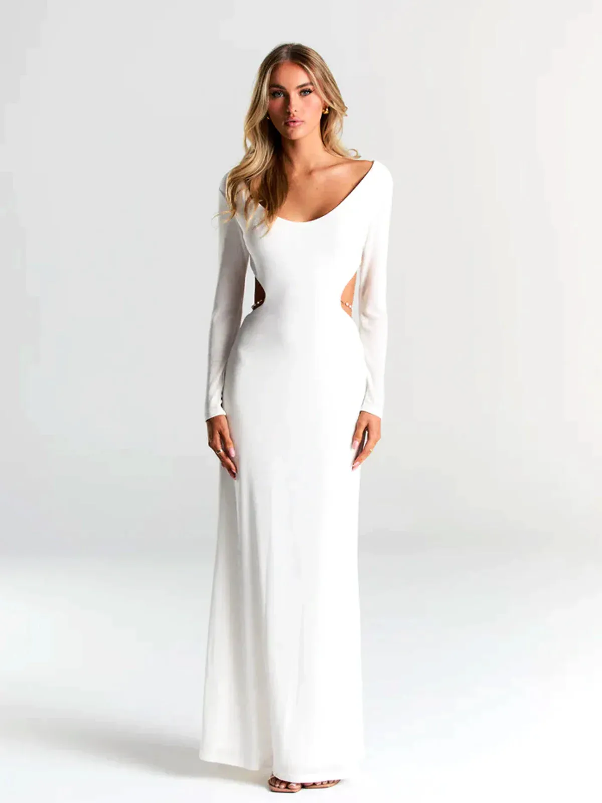 Pearl Chain Backless Fitted Maxi