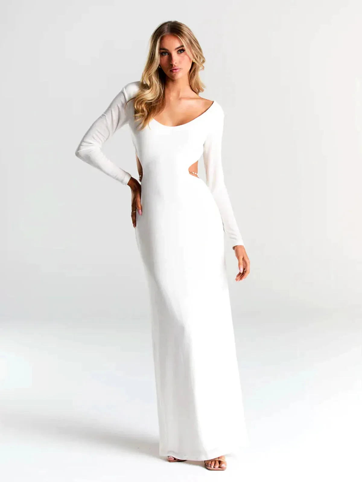 Pearl Chain Backless Fitted Maxi