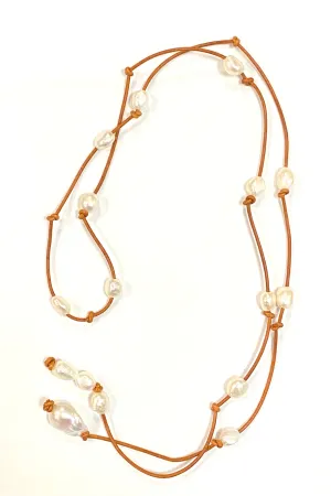 Pearl Lariat with White Freshwater Pearls