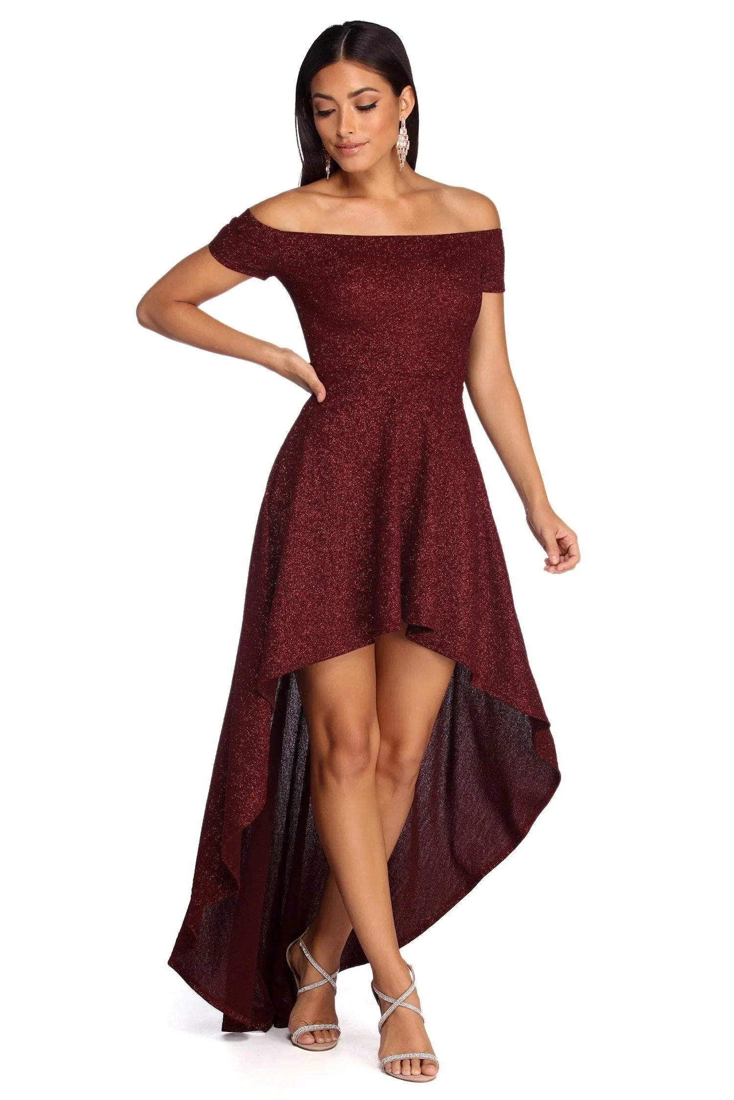 Penelope Glitter Formal Charming High Low Dress
