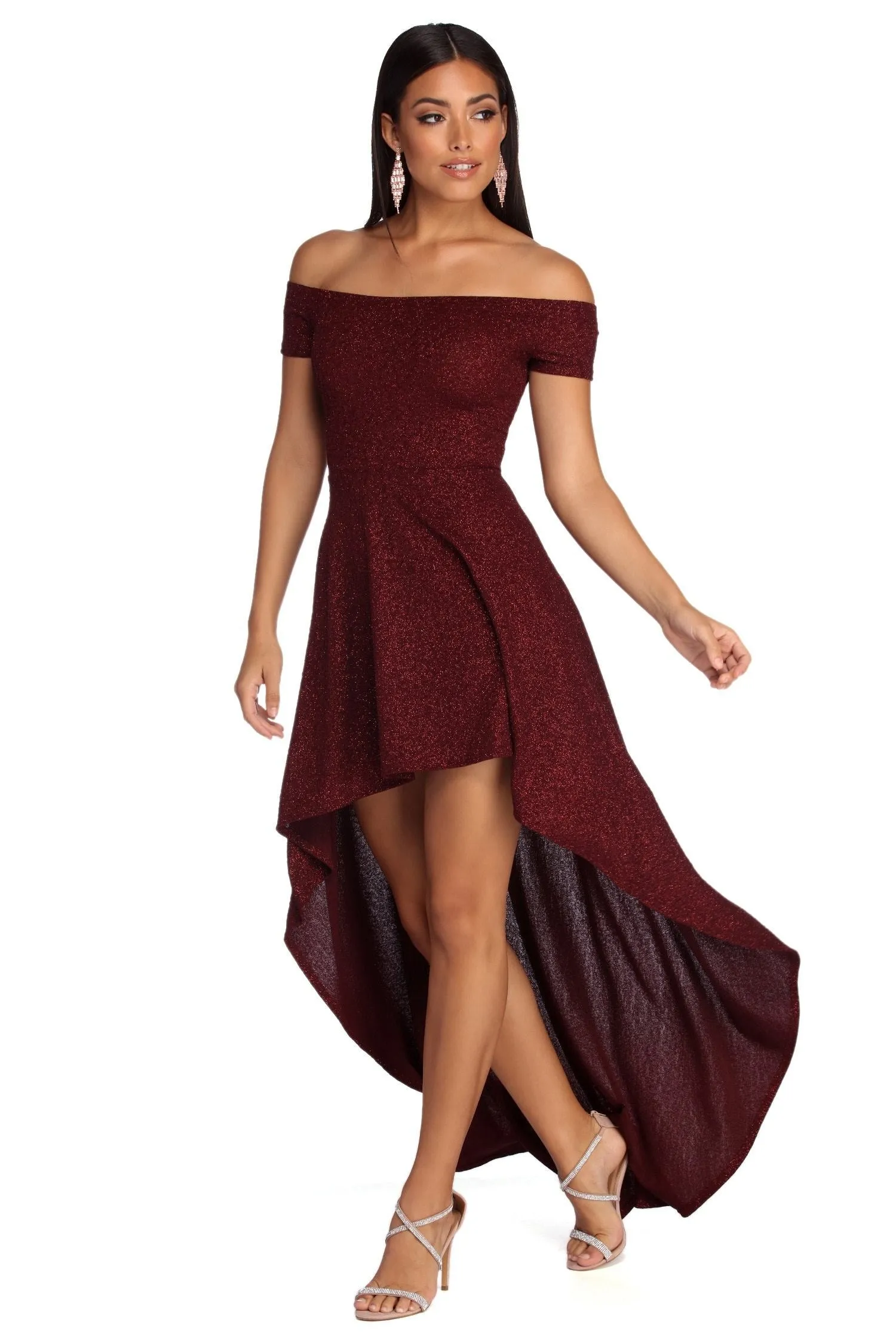 Penelope Glitter Formal Charming High Low Dress