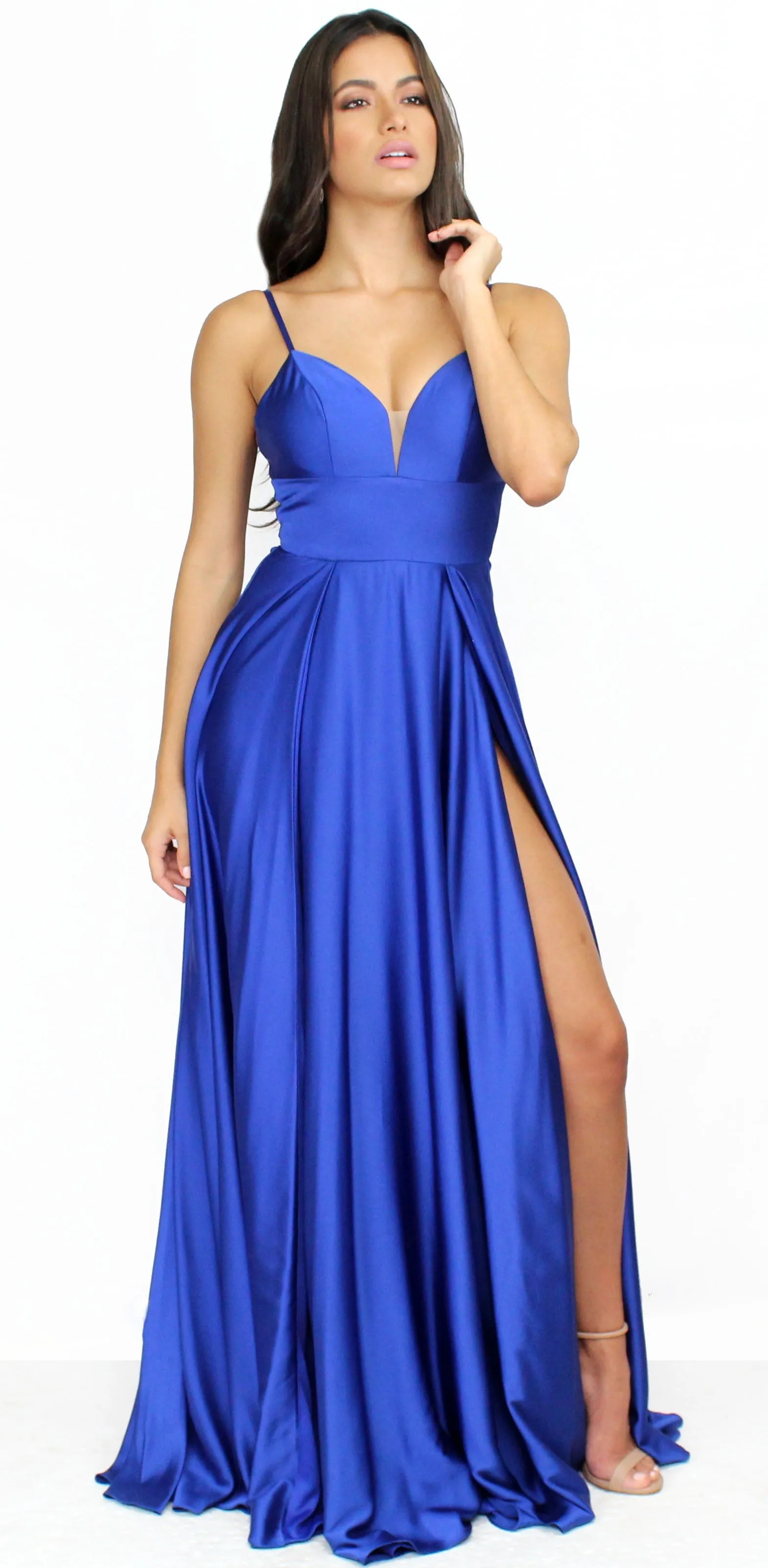 Perfect For You Satin Royal Blue Formal Gown