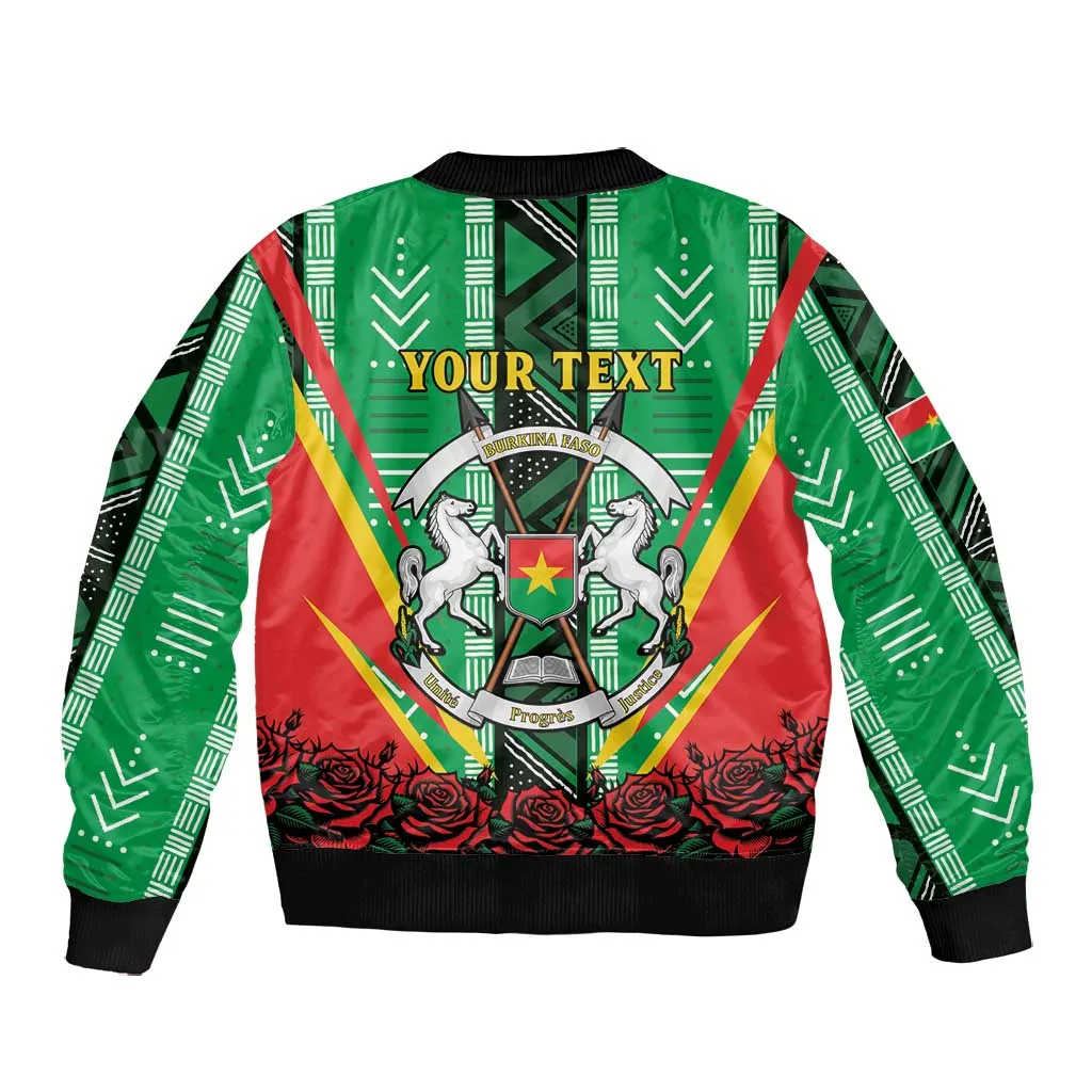 Personalised Afro Burkina Faso Bomber Jacket Coat Of Arms With Rose LT15
