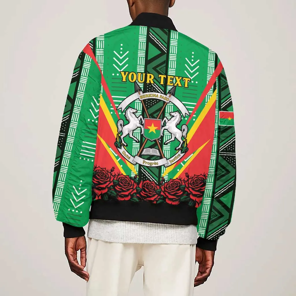 Personalised Afro Burkina Faso Bomber Jacket Coat Of Arms With Rose LT15