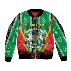 Personalised Afro Burkina Faso Bomber Jacket Coat Of Arms With Rose LT15