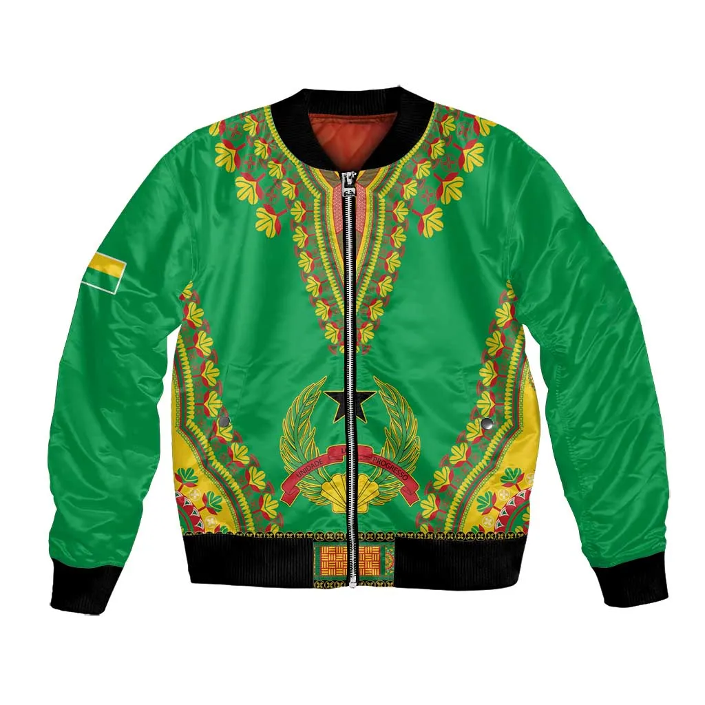 Personalised Afro Guinea Bissau Bomber Jacket Dashiki With Coat Of Arms LT15