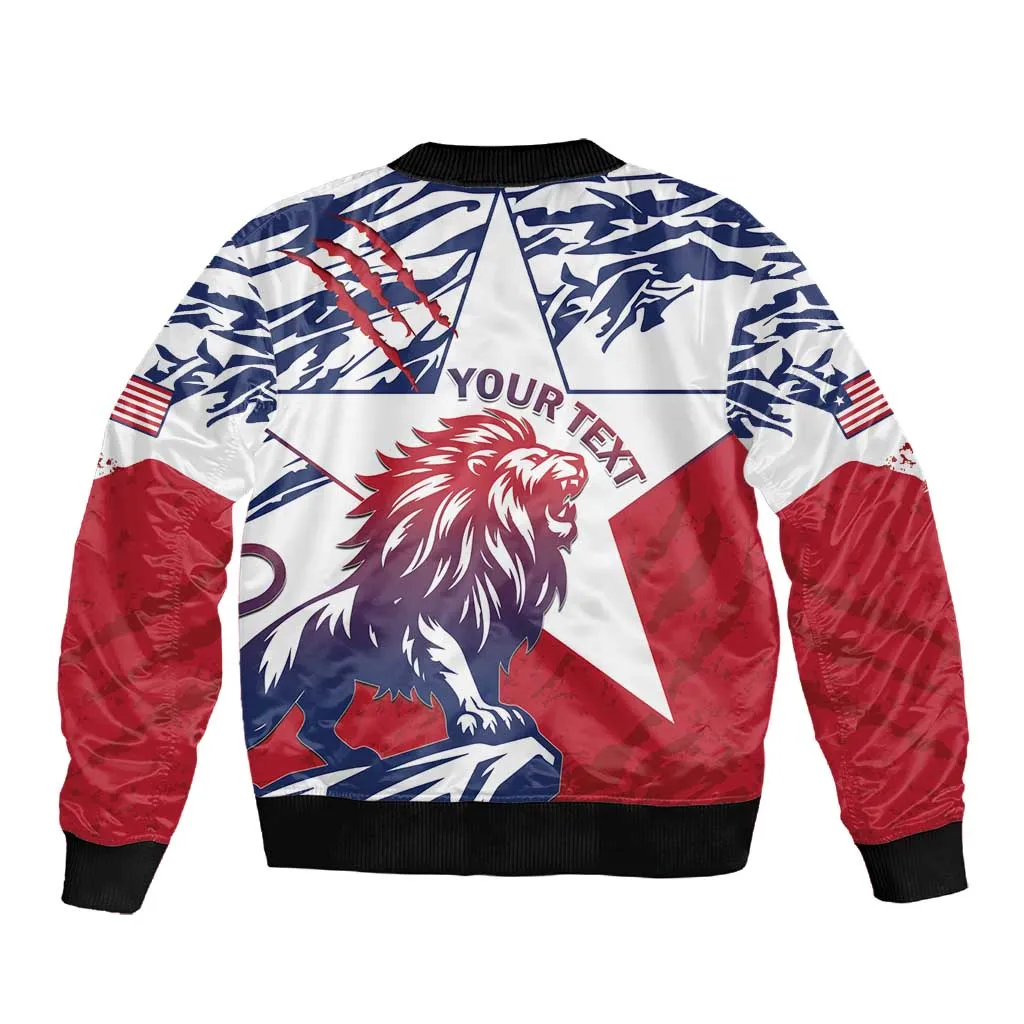 Personalised Afro Liberia Sleeve Zip Bomber Jacket African King Lion - Grunge Style LT15